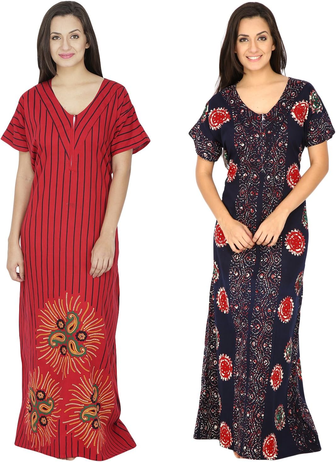 Secret Wish Women's Cotton Nighty - Set of 2 (Multicolor, Free Size)