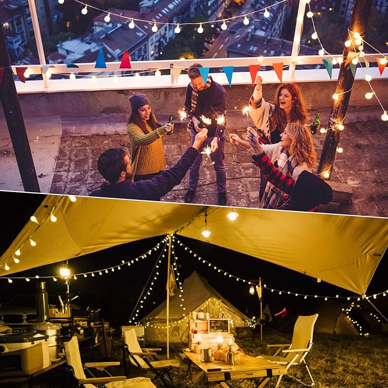 Luzes de Guirlanda, Corrente de Luzes LED 6M 40, 2 Modos: Bateria Branca Quente Carregada, Guirlandas de Luz Decorativas para exterior, interior, jardim, casa, casamento, Natal (2 modos) — foto 6 de 7