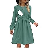 CzzzyL Women Nursing Dress Long Sleeve Round Neck Maternity Flowy Knee Length Babydoll