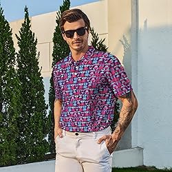 Xdceu Golf Polos for Men - Funny Golf Shirts Print