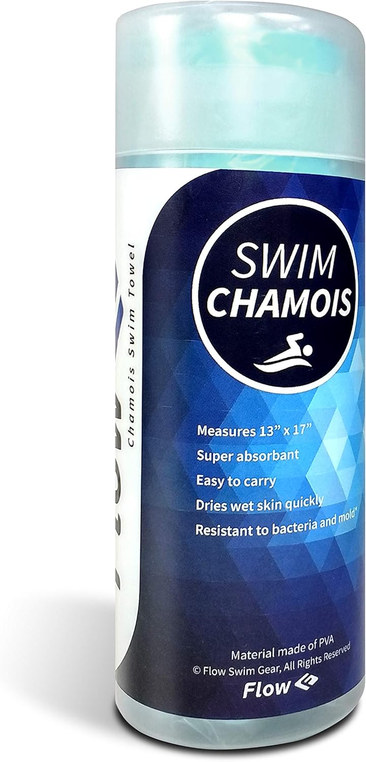 Flow Swim Chamois - Quick Dry Towel for Swimming, Diving, Triathlons, and Other Water Sports (Blue): Kitchen & Dining