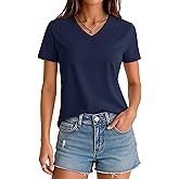 MAGCOMSEN Women's V Neck Tops Summer UPF 50+ Short Sleeve Shirts Basic Tees Casual Soft T Shirts 2025 Trendy Clothes