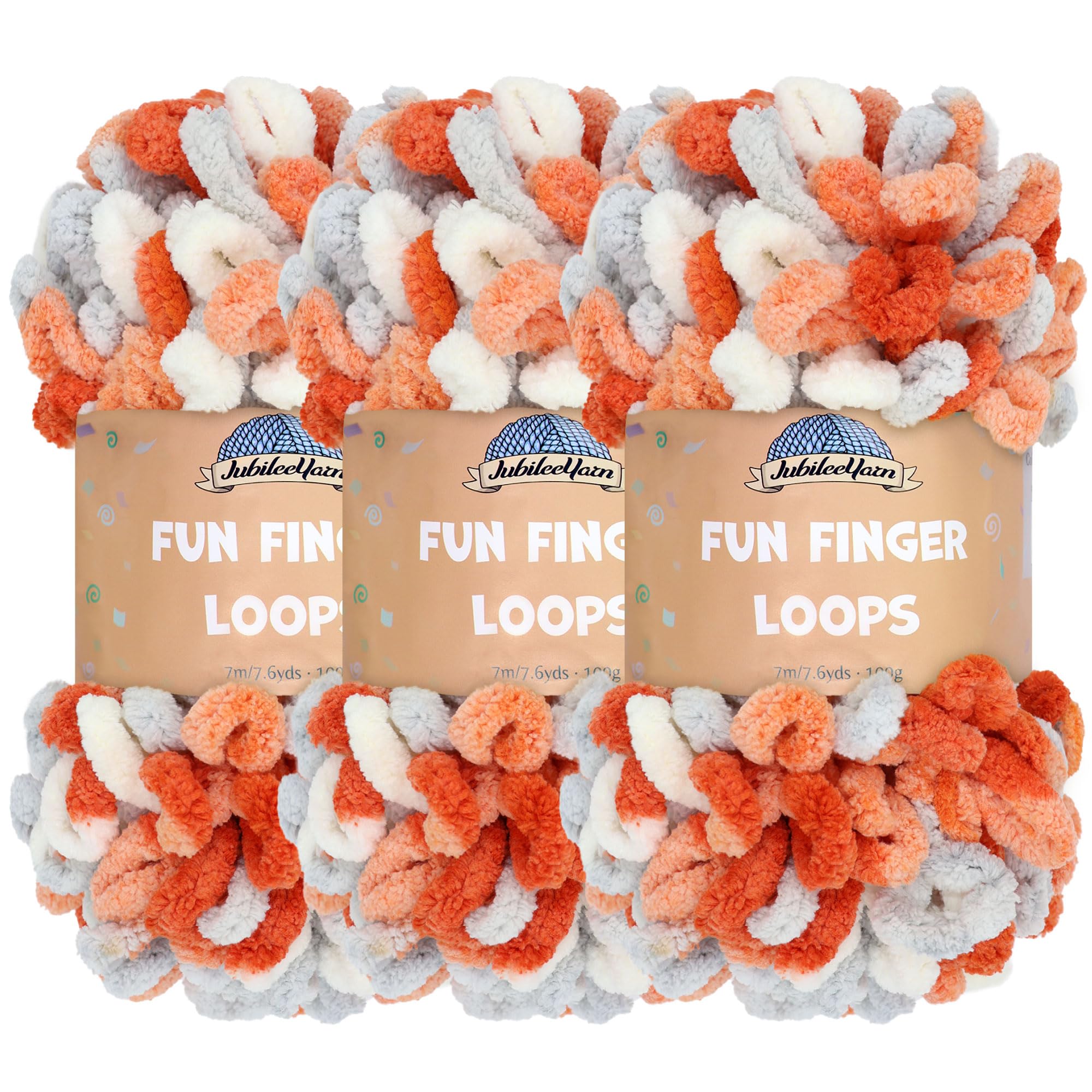 JubileeYarn Fun Finger Loops Yarn - Polyester Jumbo Weight Loop Yarn - 100g/Skein - Ares - 3 Skeins — image 1