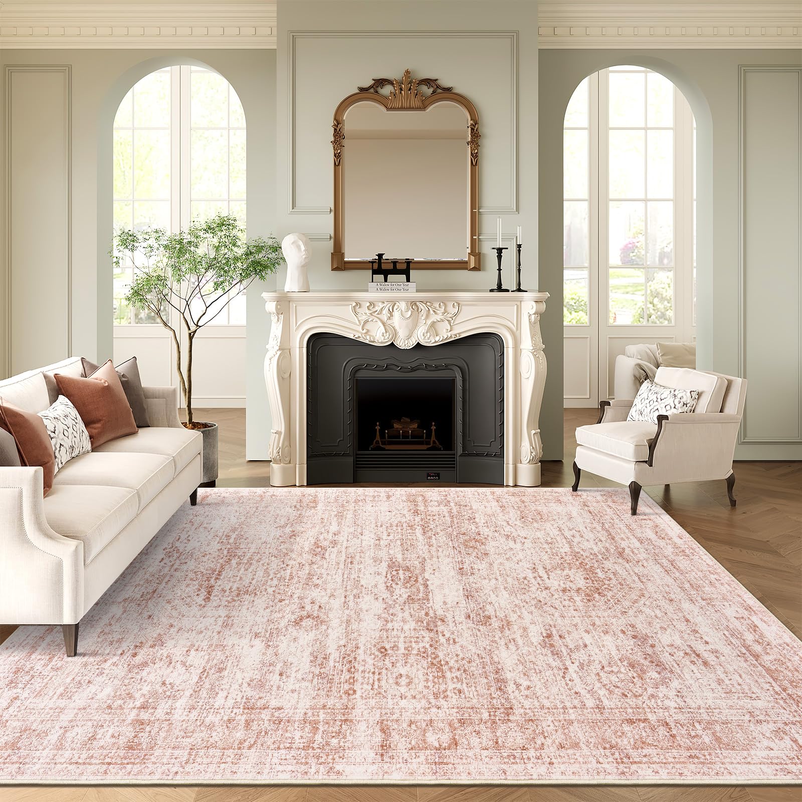 Photo 1 of Soalmost 6x9 Area Rug for Living Room Washable Non-Slip Modern Rugs for Bedroom Dining Room Ultra-Thin Indoor Pink Rug