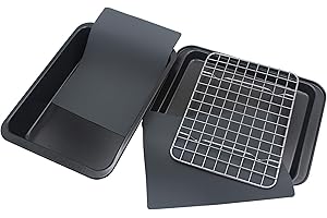 Checkered Chef Toaster Oven Pans - 5 Piece Nonstick Bakeware Set Includes Baking Trays, Rack and Silicone Baking Mats - Best Accessories For Toaster and Convection Ovens