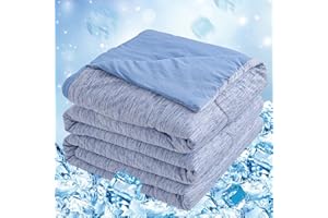 CHOSHOME Cooling Comforter King Size, Cooling Blanket with Q-Max 0.45 Arc-Chill Cooling Fiber for Hot Sleeper and Night Sweats, Cool Soft Thin Breathable Summer Comforter for Bed, (90" x 108", Blue)