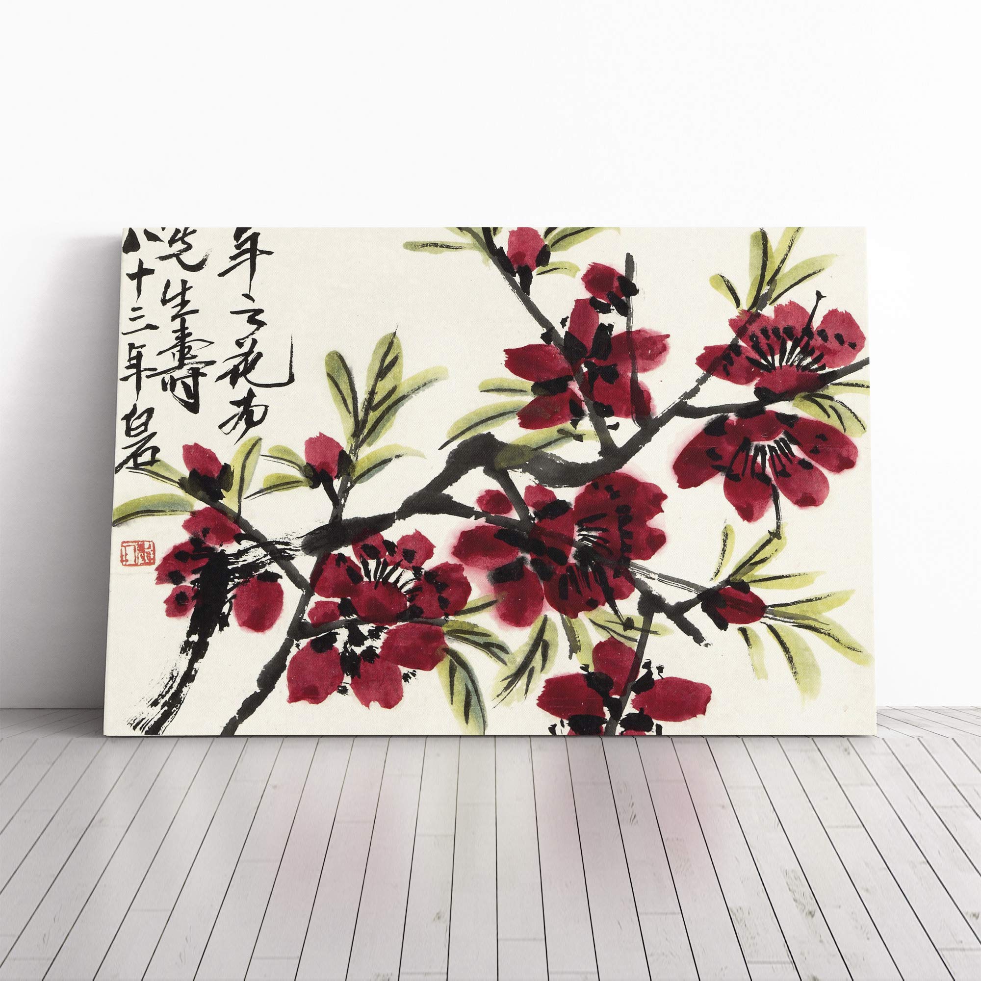 Wu Changshuo Oriental Floral Canvas Print | Gallery Wrapped 30mm Frame Wall Art | 20x14 inches | Ready to Hang | Modern Floral Picture | Living Room Bedroom Lounge Office