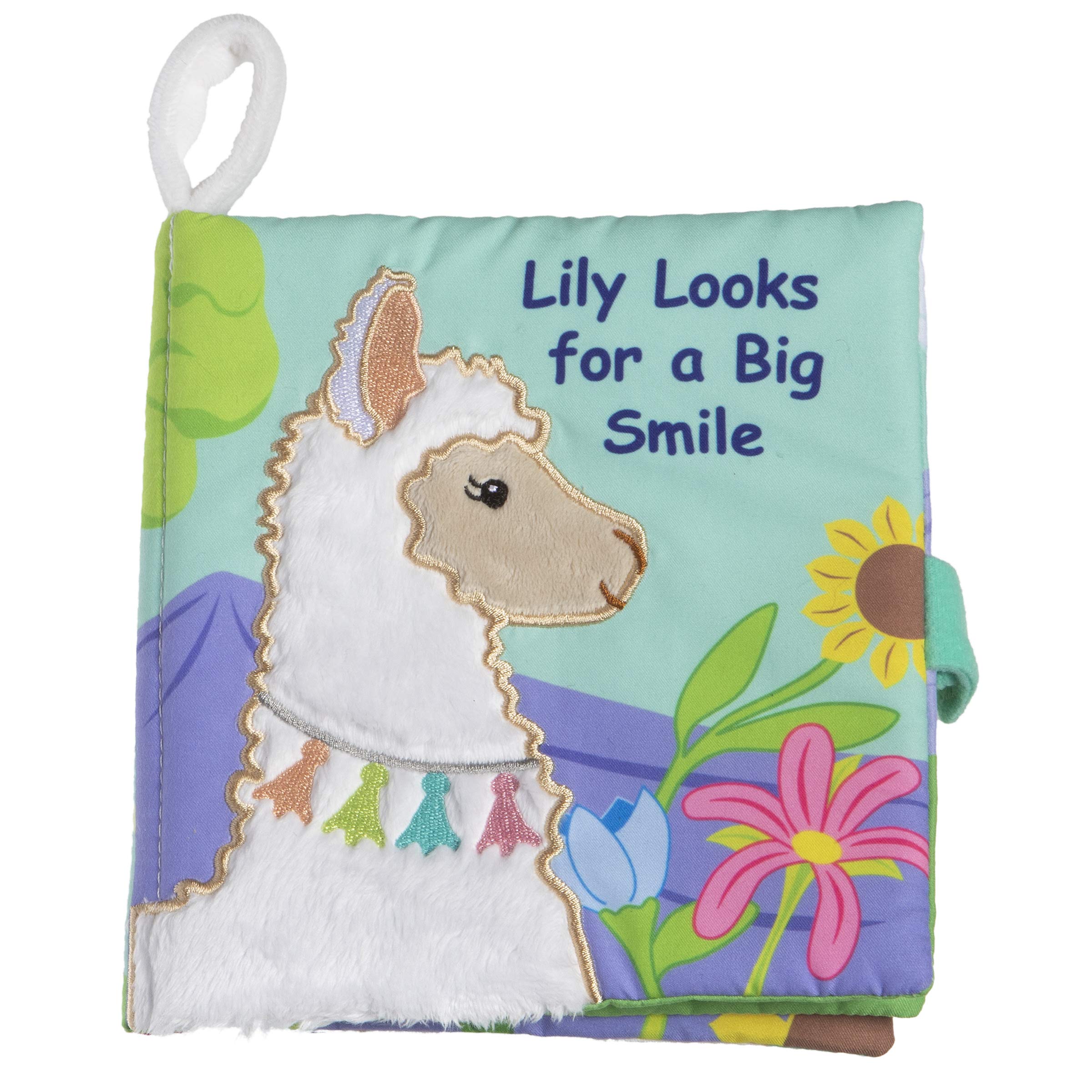 Mary Meyer Soft Cloth Book with Crinkle Paper and Squeaker, 15 x 15-Centimetres, Lily Llama