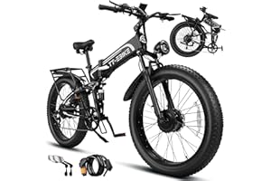 TT-ECYCLE 5000W Dual Motor Electric Bike for Adults, 42MPH Charge Voltage 63V, Folding 26"x4" Fat Tire Ebike, Full Suspension All Terrain Electric Bicycle with Shimano 7-Speed Gear (Charge Voltage 63V-1)