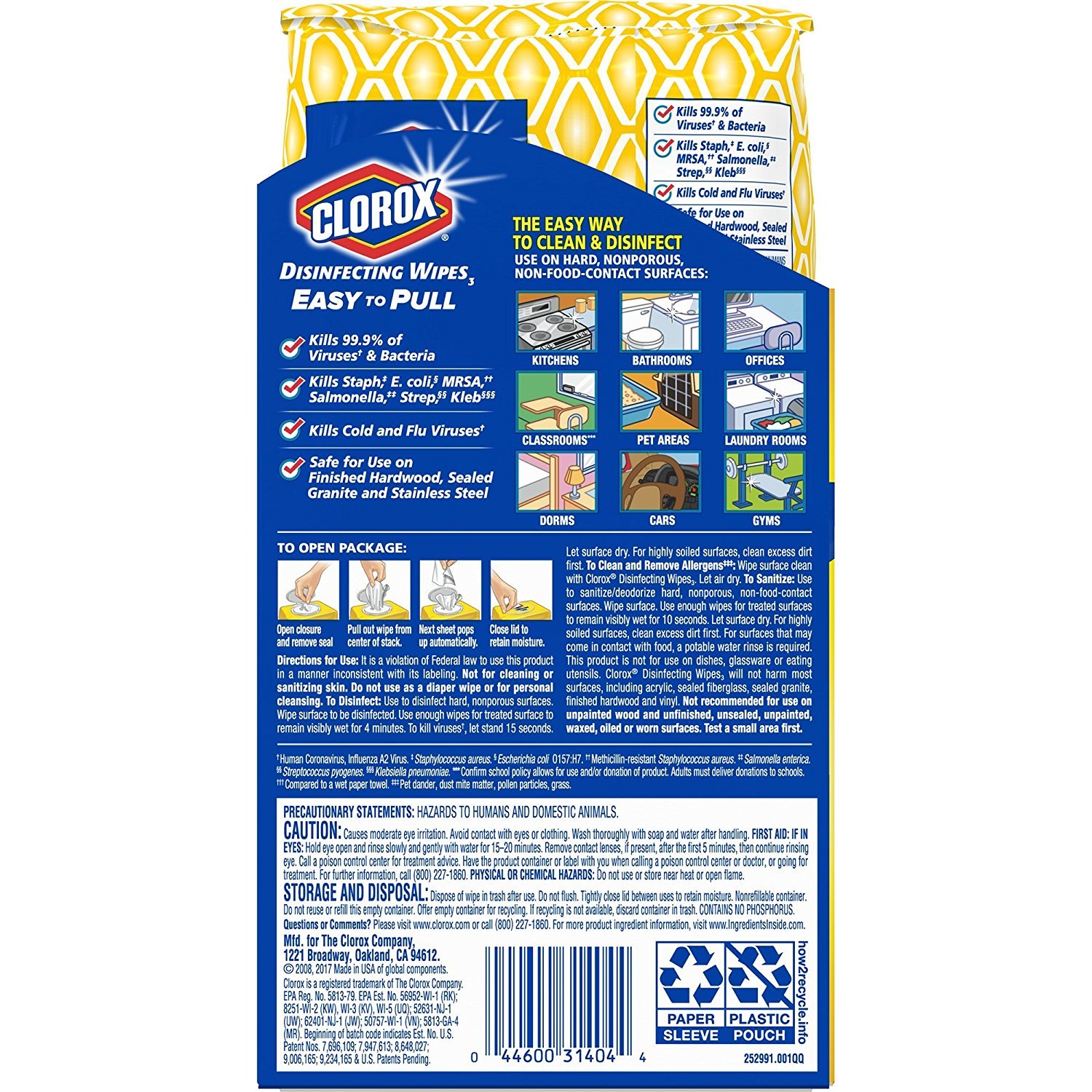 Clorox Disinfecting Flex Pack Cleaning Wipe, 75 Count (Pack of 1), White: Industrial & Scientific