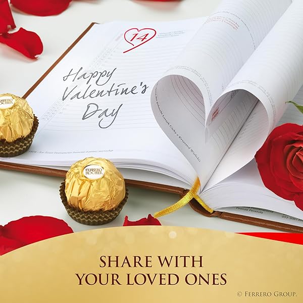 FERRERO ROCHER GOURMET HAZELNUT MILK CHOCOLATE VALENTINE’S DAY GIFT BOX, 42 INDIVIDUALLY WRAPPED CHOCOLATES FOR GIFTING, 18.5 OZ