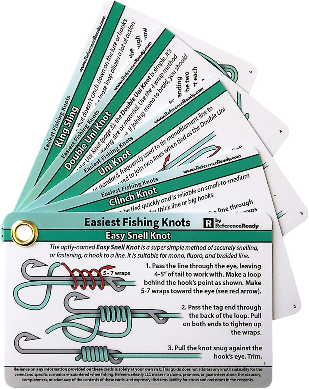 ReferenceReady Easiest Fishing Knots - Waterproof Guide to 12 Simple Fishing Knots : Sports & Outdoors