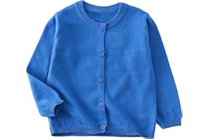 Csbks Toddler Cotton Cardigan Long Sleeve Kid Button Sweater Girl and Boy Crew Neck Cardigans Uniform Sweater