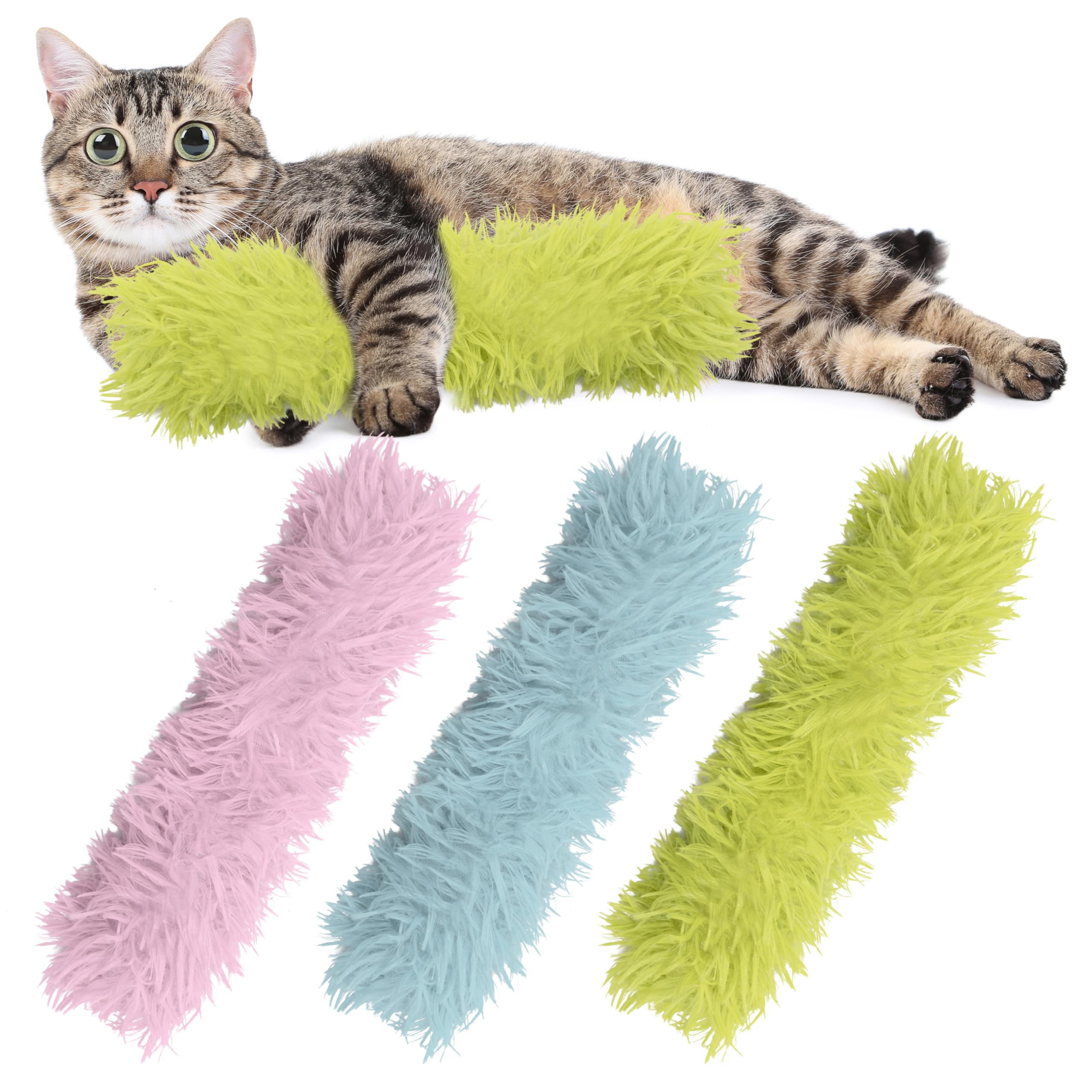 Photo 1 of Maiiu 3 Pack Soft and Durable Cat Pillows, Rich Color Catnip Toys - Indoor Interactive Cat Kicker Toys for Cats (Green Set)