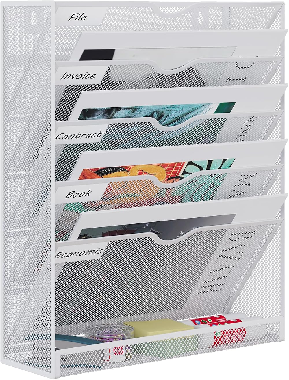 EasyPAG Metal 6 Tier A4 Wall Mounted Document Holder White