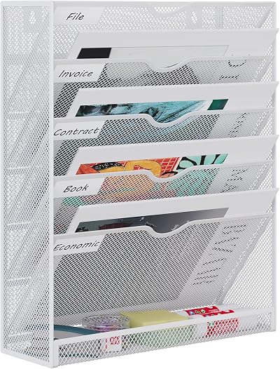 EasyPAG Metal 6 Tier A4 Wall Mounted Document Holder White