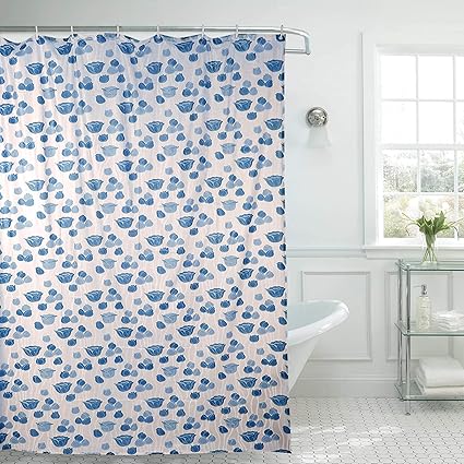Aradent Premium PVC Shower Curtain with 8 Hooks(Size : 4.5x7 Feet, Color : Blue)