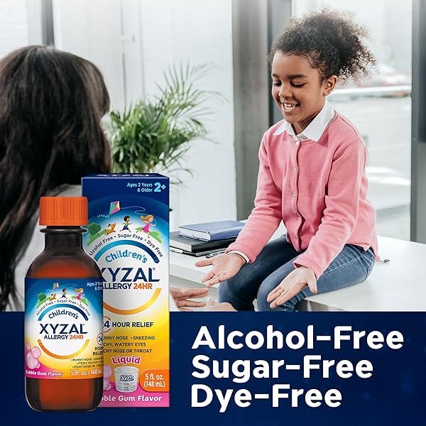 XYZAL CHILDREN’S 24 HOUR ALLERGY RELIEF MEDICINE FOR KIDS, LEVOCETIRIZINE DIHYDROCHLORIDE LIQUID ANTIHISTAMINE, BUBBLE GUM, 5 FL. OZ.