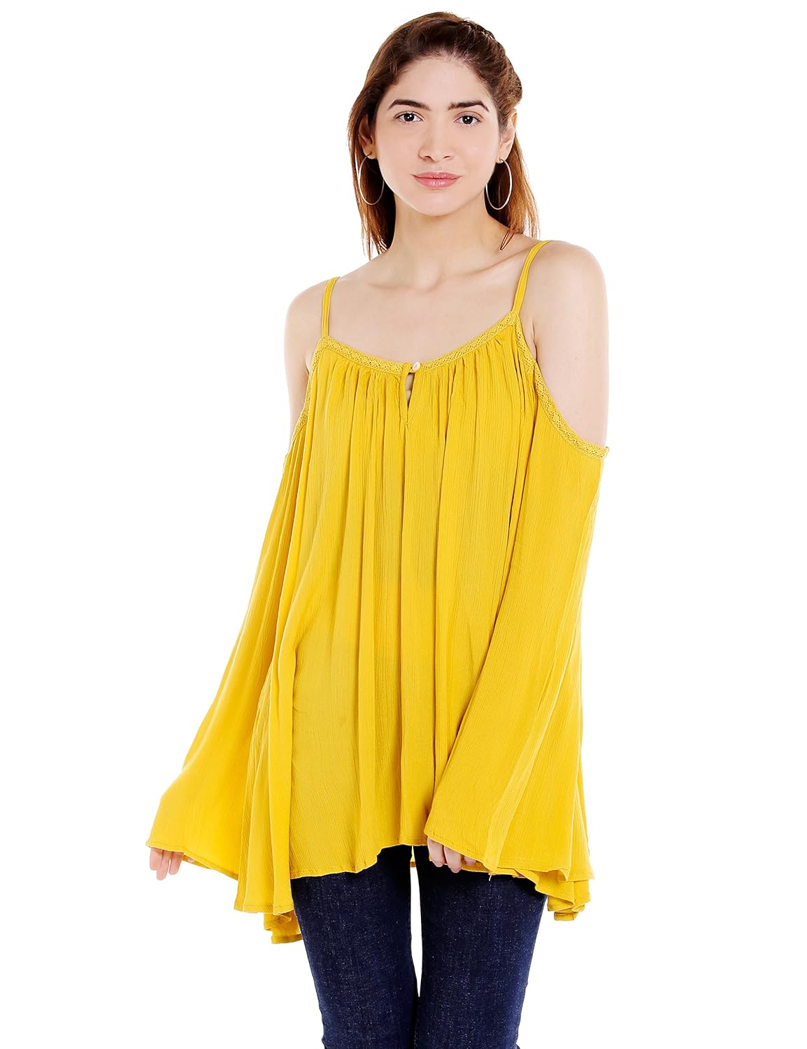 yellow ruffle top