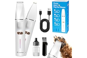 Cupofpet 2-in-1 Dog Paw Trimmer with 2 Blades, Quiet Cordless Dog Clippers with 2 Speeds, Small Pet Hair Grooming Trimmer for Paws, Eyes, Ears, Face, Rump, USB-C（White）