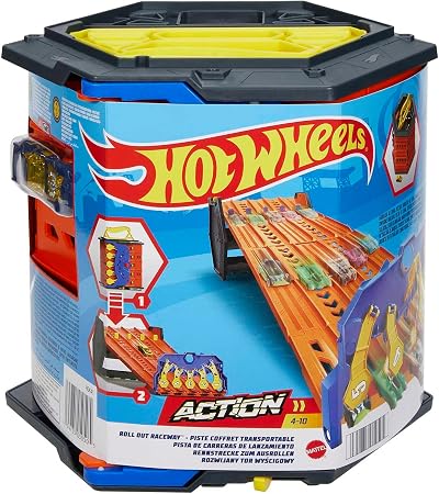 Hot Wheels Track Builder Roll Out Raceway 5 Lane Race Set with Car