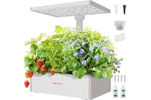 SUNCOZE Hydroponics Growing System Kit, 20 Pods Indoor Herb Garden with Led Grow Light and 10L Water Tank, Adjustable Height Plants Germination Kit with Pump System, White