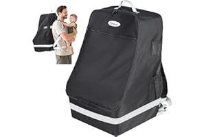 Orzbow Padded Car Seat Travel Bag for Airplane, Carseat Backpack Bags with Reflective Stripes, Infant Seat Travel Bag with Shoulder & Waist Strap, Car Seats Carrier for Airport Gate Check, Black