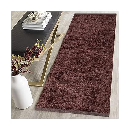AH Furnishing Polyester Soft Indoor Modern Shag Area Rug Carpet with Feather Touch for Dining Room, Home Bedroom, 22X72 Inch (Coffee Colour)