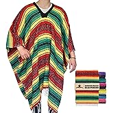 Artisans Bazaar Traditional Mexican Baja Poncho Men and Women Authentic Gaban Serape Sarape Blanket Pancho Jorongo Cowboy