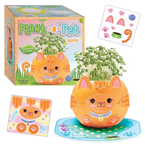Creativity for Kids: Plant-A-Pet Kitty - Arts and Crafts Kit, Gifts for Girls and Stocking Stuffers, Boy and Girl Toys, Chia Seed Plant Pet (Ages 6+)