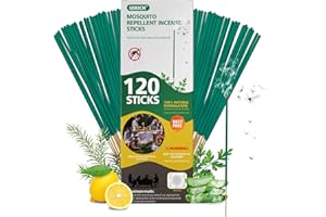 USKICH Mosquito Repellent Outdoor 120 Pcs Natural Citronella Oil Mosquito Incense Sticks Organic Mosquito Barrier Mosquito Repeller for Backyard Patio Travel Camping Indoors Gnat Mosquito Control
