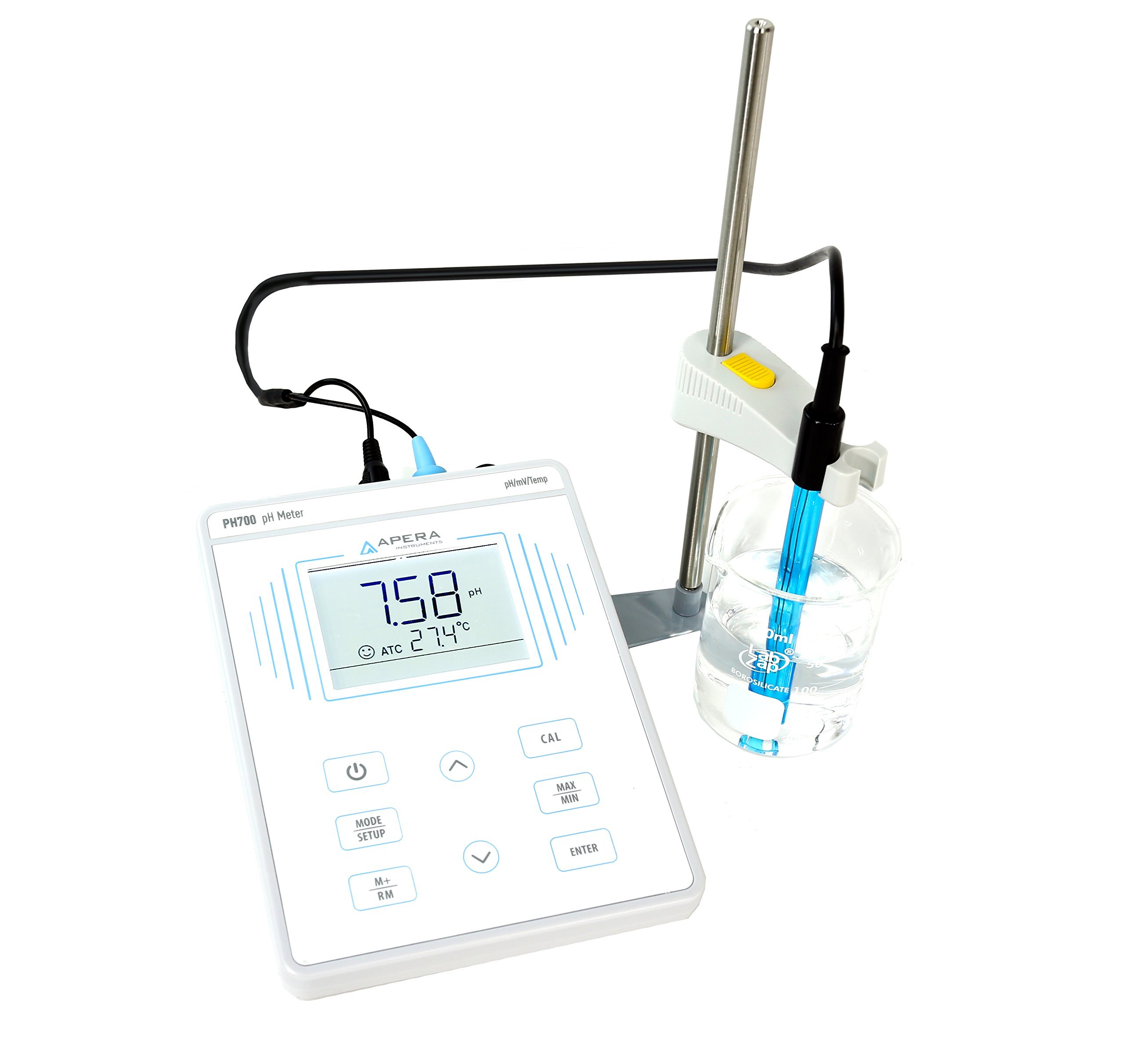 Apera Instruments PH700 Benchtop Lab pH Meter, 0.01 pH Accuracy, 1-3 Points Auto Calibration, 3-in-1 pH/Temp. Electrode