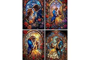 RYMILIE Diamond Painting Kits for Adults - 4 Pack Cartoon DIY 5D Diamond Art Kits Full Drill Diamond Dots Paintings with Diamonds Gem Art and Crafts Home Decor 12x16inch