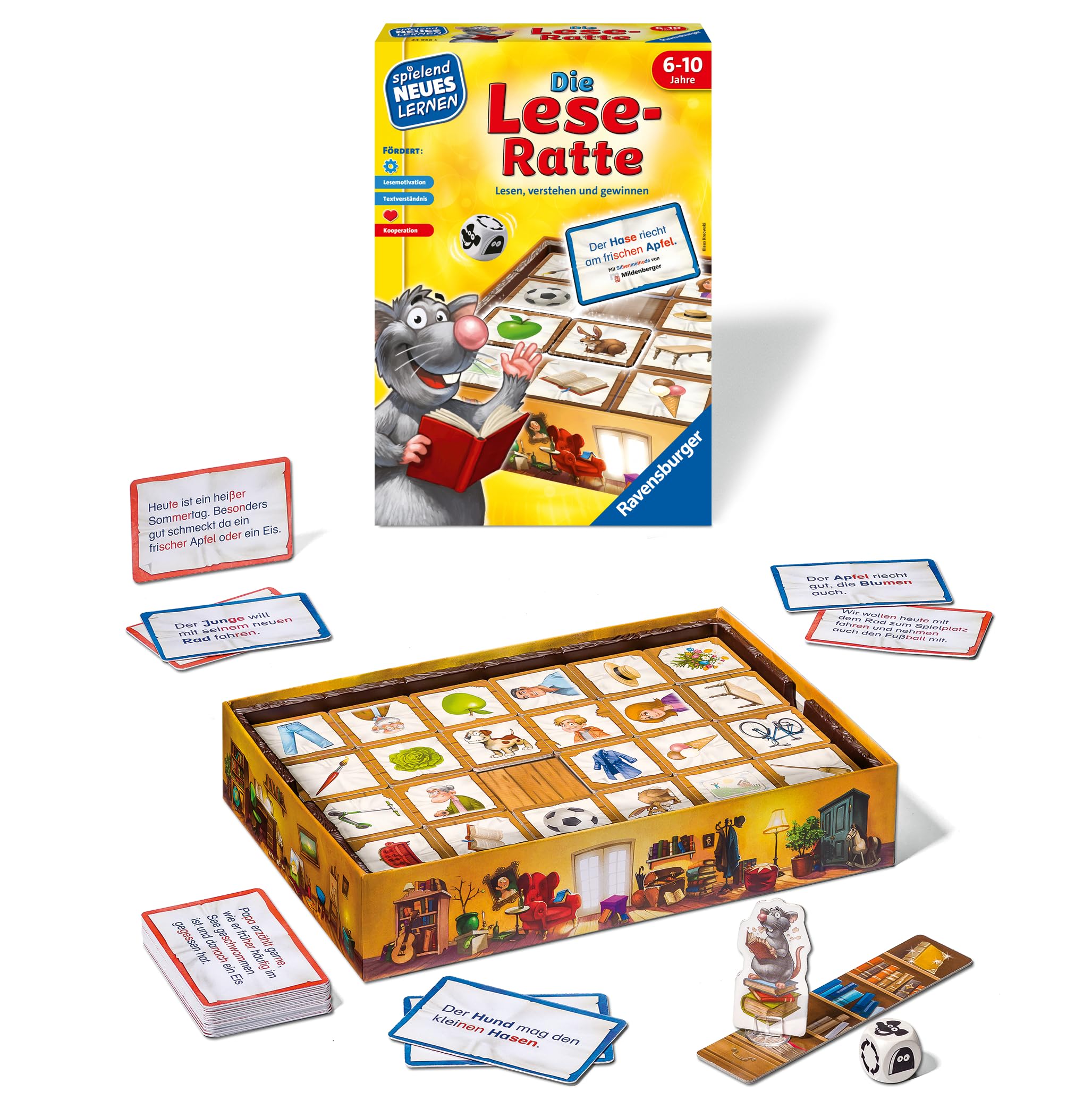 Ravensburger 24956 - Die Lese-Ratte - Spielen und Lernen für Kinder, Lernspiel für Kinder ab 6-10 Jahren, Spielend Neues Lernen für 1-4 Spieler - Geburtstagsgeschenke