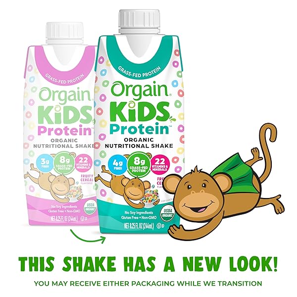 ORGAIN ORGANIC KIDS NUTRITIONAL PROTEIN SHAKE, FRUITY CEREAL – KIDS SNACKS WITH 8G DAIRY PROTEIN, 22 VITAMINS & MINERALS, FRUITS & VEGETABLES, GLUTEN FREE, SOY FREE, NON-GMO, 8.25 FL OZ (PACK OF 12)