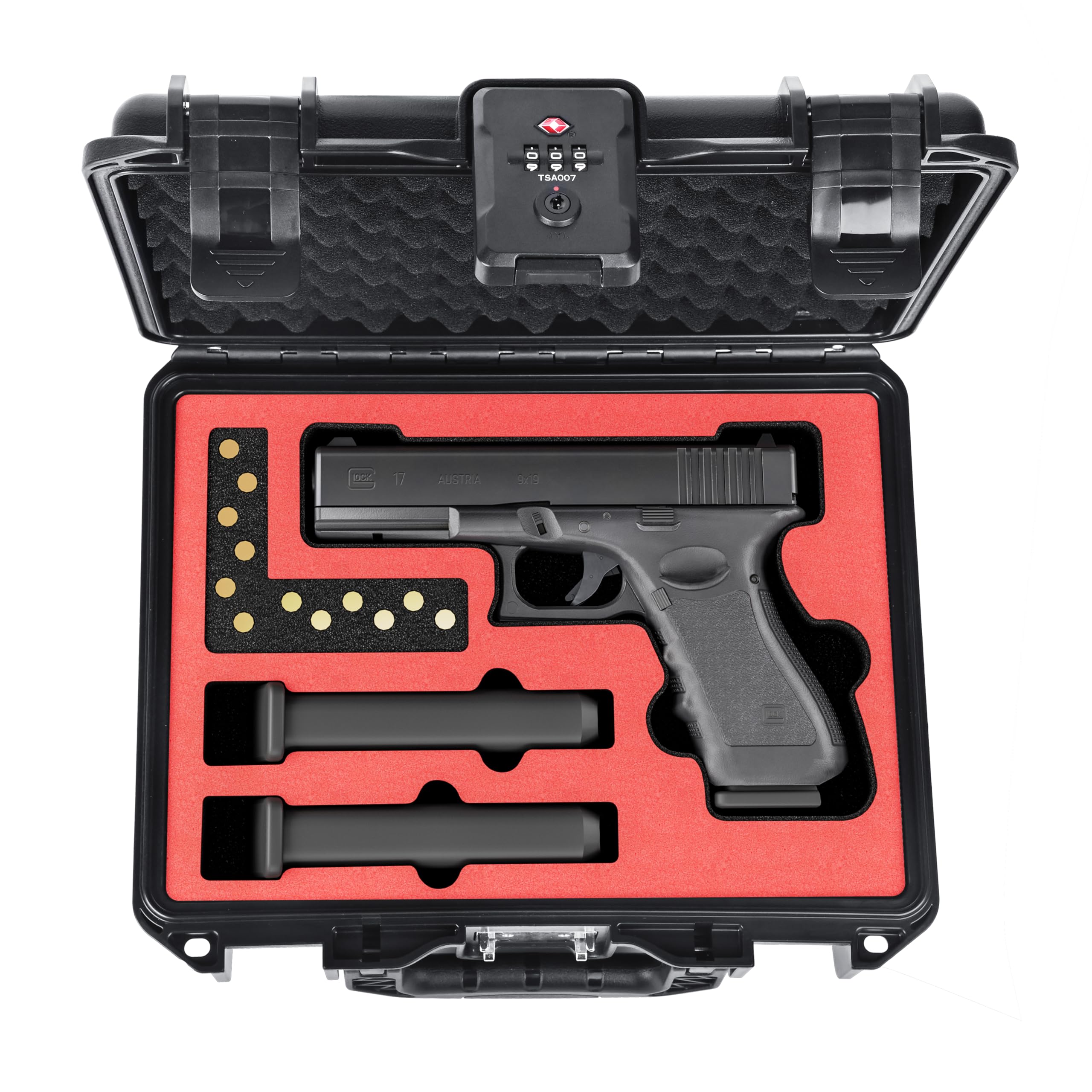 Photo 1 of Kinghardcase Lockable TSA Handgun Case for Glock-TSA Approved Firearm Travel Case with Built-In TSA Lock, Waterproof Pistol Case, Gun Case for GLOCK G17/G19/G43/G20/G21/G22/G23/G31/G32/G37/G38/G45