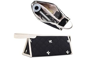 GISMTR Quilted Travel Case Compatible with Dyson Airwrap & Shark Flexstyle, Cotton Floral Carrying Storage Bag for Dyson Hair Dryer and Attachments, Cute Portable Organizer with Handle