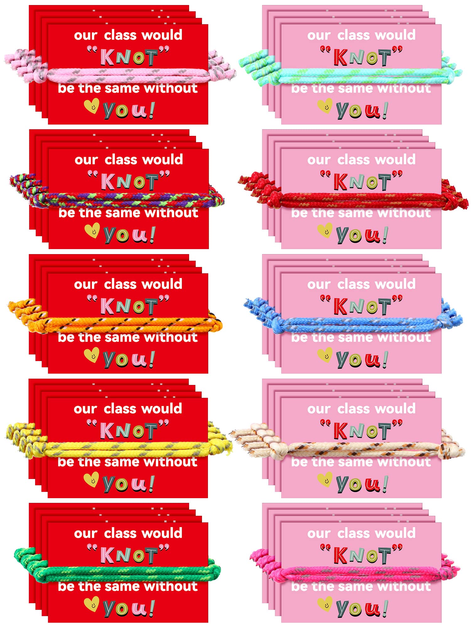 Photo 1 of 100 Pieces Valentine Knot Bracelets with Card Neon Rope Woven Friendship Bracelets for Kids Adjustable Rope Bracelets Bulk for Girls Boys Classroom Valentine Exchange Gifts Party Favors, 10 Colors