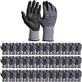 LOCCEF Safety Work Gloves MicroFoam Nitrile Coated-12 Pairs,Seamless Knit Nylon Gloves,Home Improvement,Micro-Foam Gloves