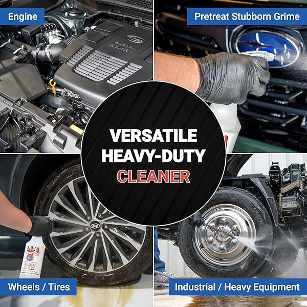 AIM CHEMICALS BRAKE AWAY NON-ACID WHEEL & TIRE CLEANER – HEAVY DUTY DEGREASER & ENGINE CLEANER – REMOVES BRAKE DUST, GREASE, GRIME, ALUMINUM BRIGHTENERS – IDEAL FOR CARS, BOATS, RVS & EQUIPMENT, 1 GAL