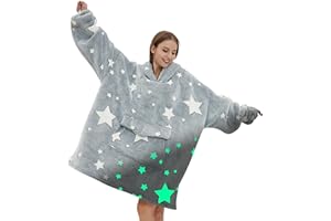 Fiosnow Glow in the Dark Star Blanket Hoodies for Women and Men Adult Oversize Wearable Blanket Hoodies for Soft and Warm