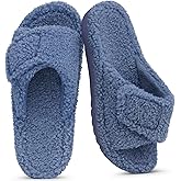 Litfun Womens Fuzzy Arch Support Slippers Orthopedic Comfy Adjustable Open Toe House Shoes
