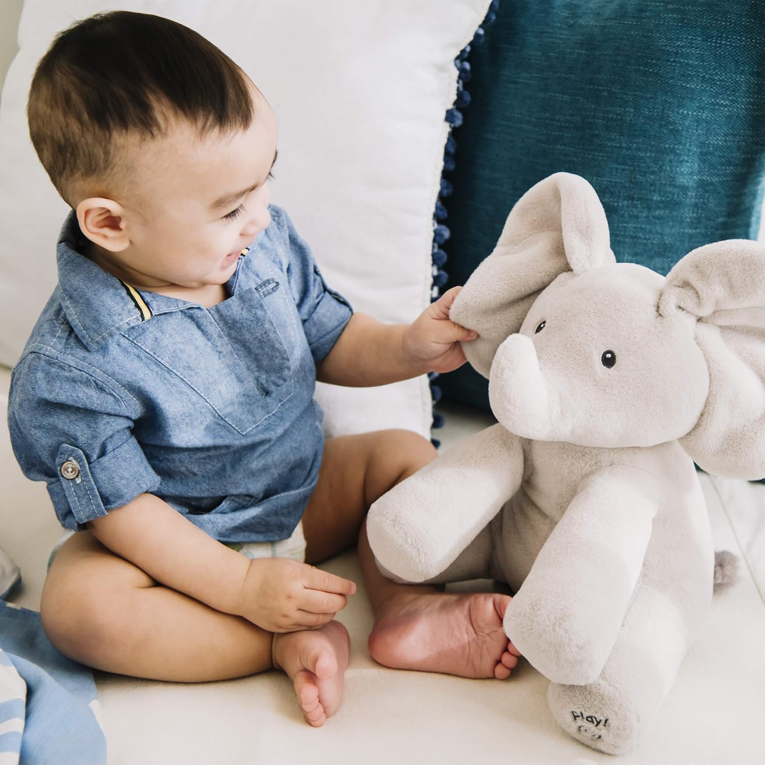 Baby GUND Animated Flappy the Elephant Stuffed Animal Plush, Gray, 12": Toys & Games
