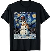 Snowman - Van Gogh Style - Starry Night - Funny Graphic T-Shirt
