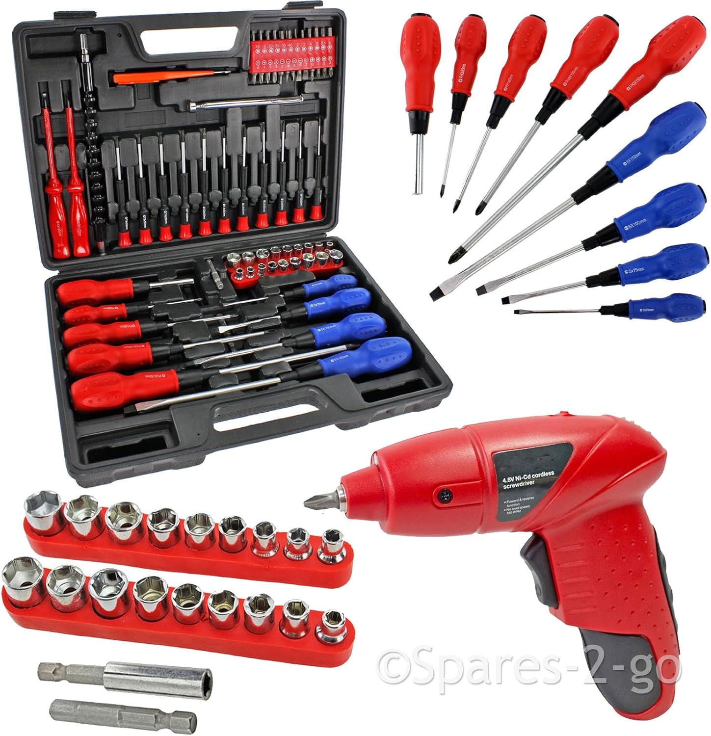 SPARES2GO 71 Piece and Precision Screwdriver & Bit Tool Set