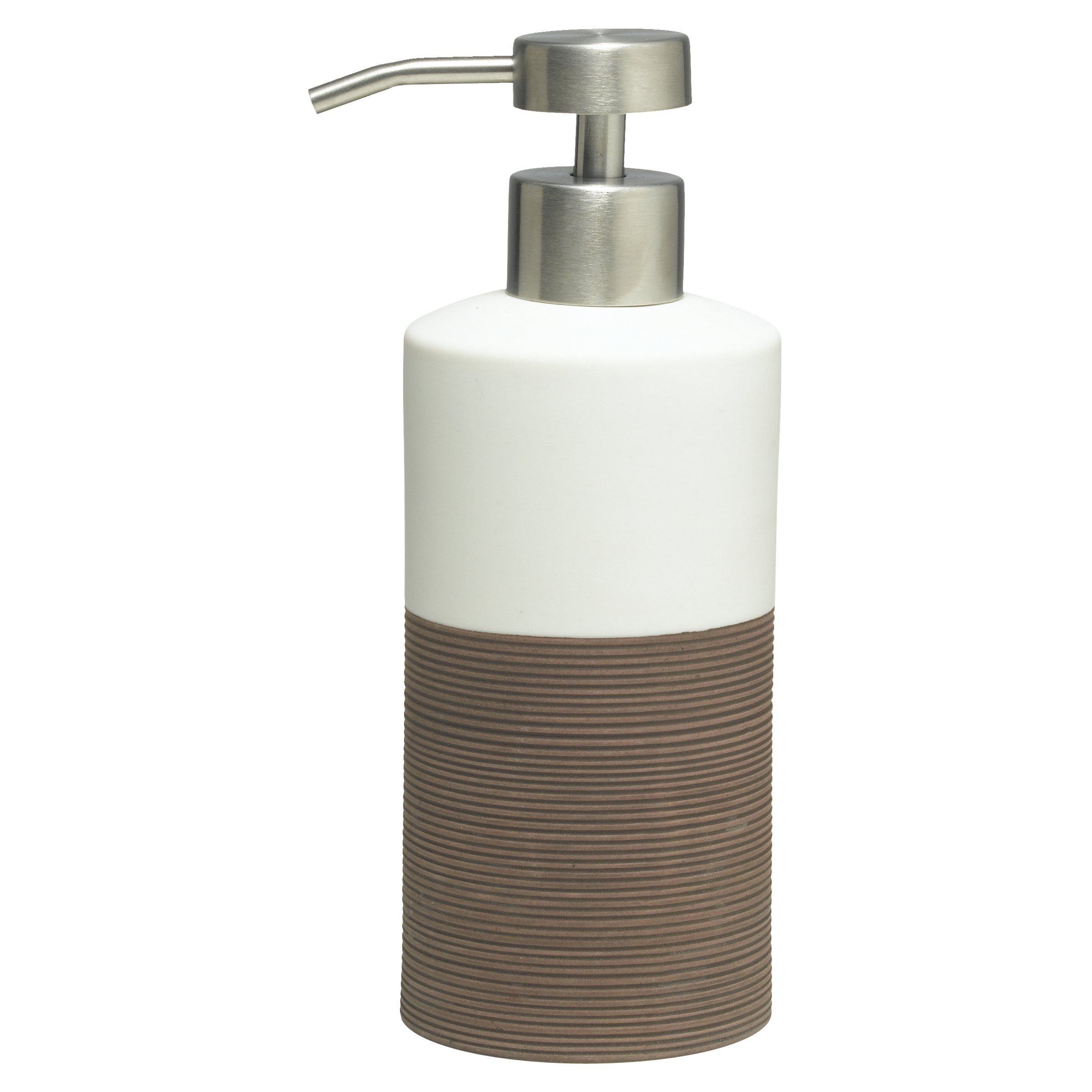 Sealskin Doppio Soap Dispenser, Porcelain, Brown, 8.5 x 18 x 6.7 cm