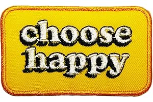 XFQUIJ Choose Happy Slogan Word Patches Appliques Fabric Decorating for Hat Cap Polo Backpack Clothing Jacket T-Shirt DIY Embroidered Iron On/Sew On Patch