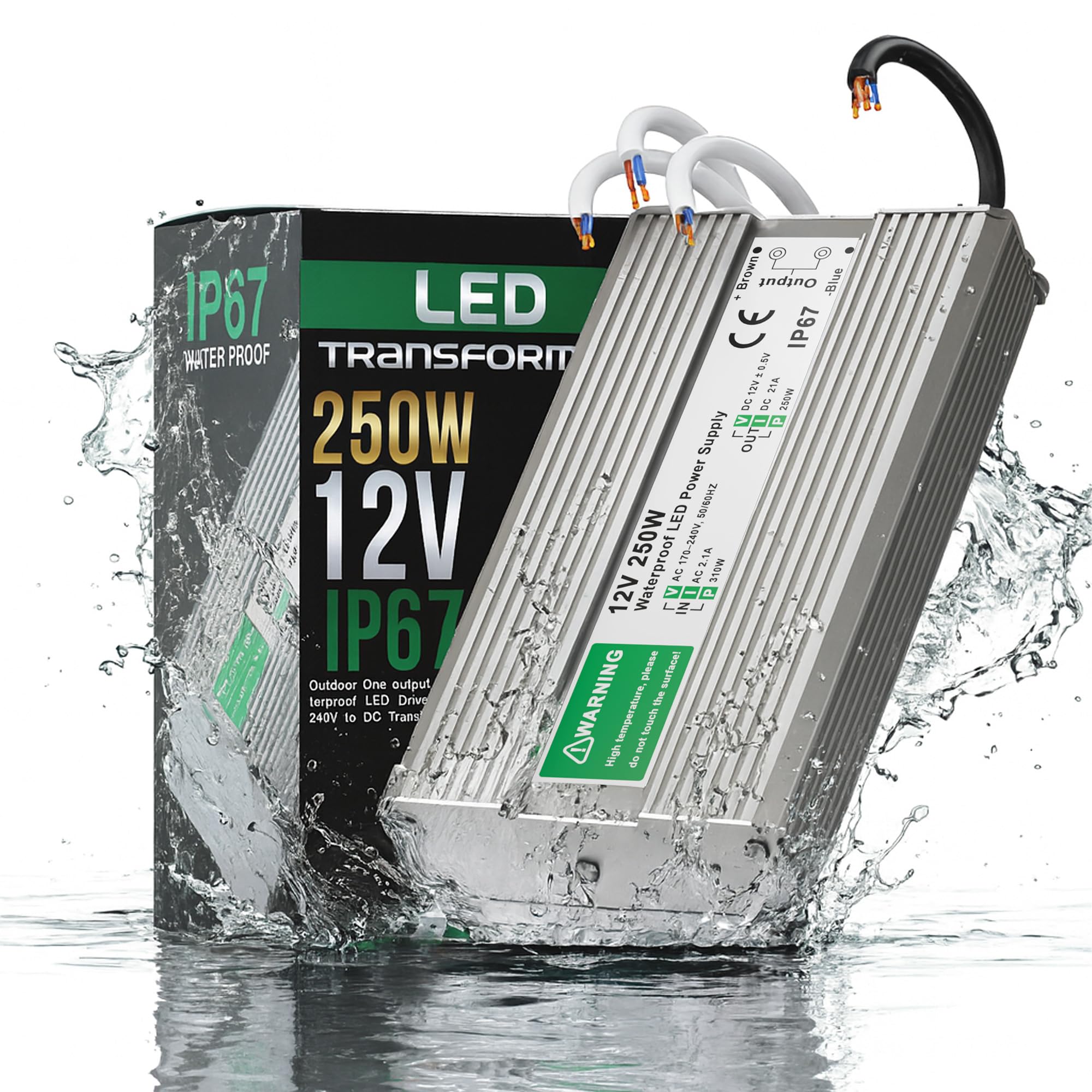 LEDSone 250W Waterproof-IP67 LED-Driver-Power-Supply-Transformer-240V-DC-12V-for-LED-Strip-UK
