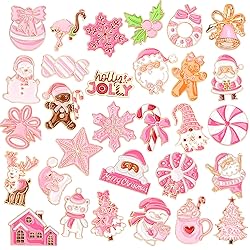 SANNIX 60Pcs Pink Christmas Pins, Christmas Lapel
