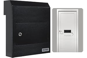 Durabox Through-the-Door Drop Box Deposit Safe 12 x 6 x 15" - Heavy Duty Steel Mailbox with Lock for Receiving Mail, Checks, Letters, Cash and more for Home, Office and Commercial Use (D500) (Black)